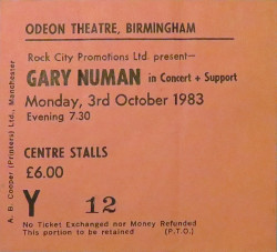 Gary Numan Bournemouth Ticket 2017